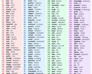 200 Antonyms in English: Common Opposite Words